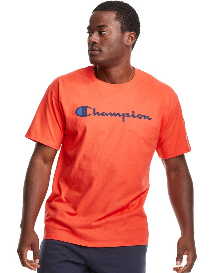 Champion Classic Jersey Script Logo Erkek Tişört Turuncu ( JFBLDW651 )